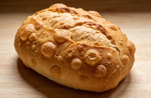 Bread with surface bubbles